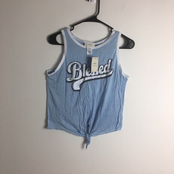 Revive Blessed Front Tie Tank Blue White Medium - Picture 3 of 14